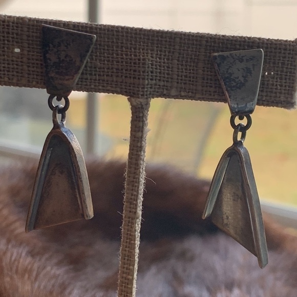 Maxwell Chayat Vintage Sterling Silver Screwback Modernist Earrings - Picture 12 of 13